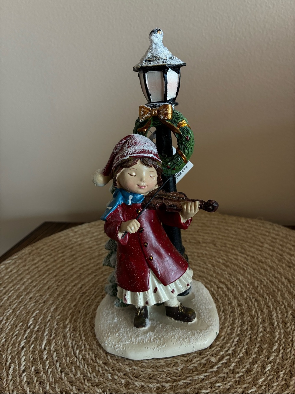 Hobby Lobby Red-Coat Caroler Figurine with Wreathed Lamp Post